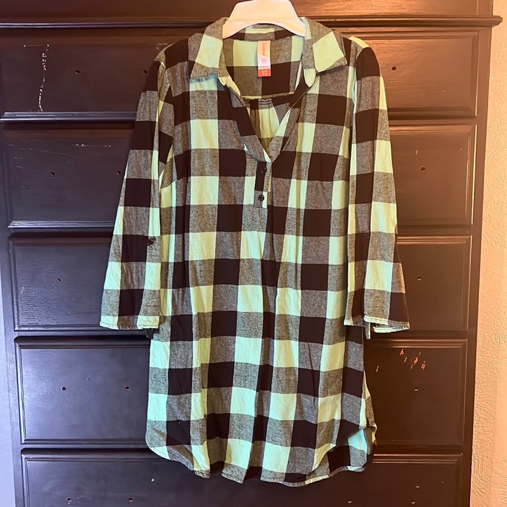 Green & Black plaid tunic